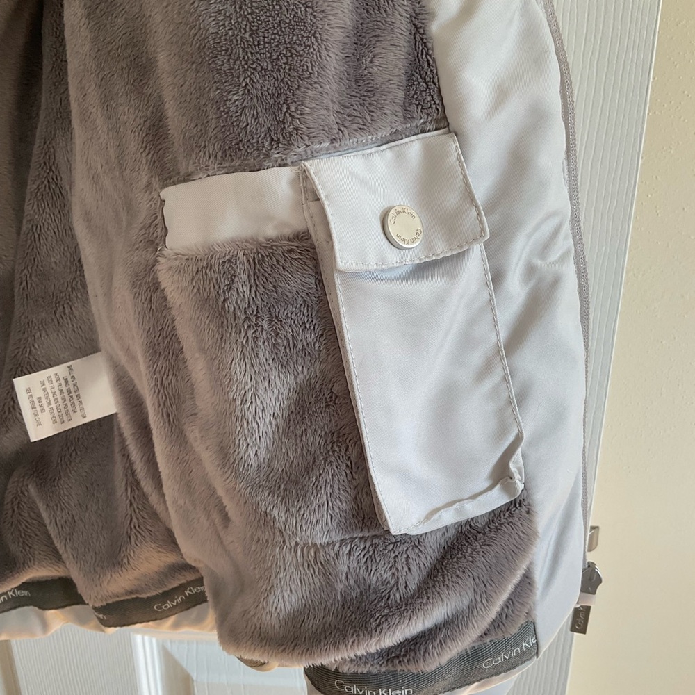 NWOT-Calvin Klein Gray Quilted Puffer Jacket High Collar - Picture 8 of 12